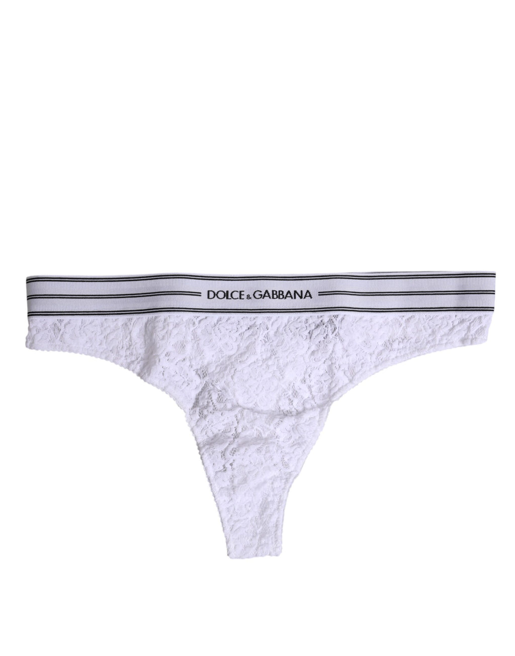 Culotte blanche en nylon et dentelle florale de Dolce & Gabbana, sous-vêtements élégants et confortables.