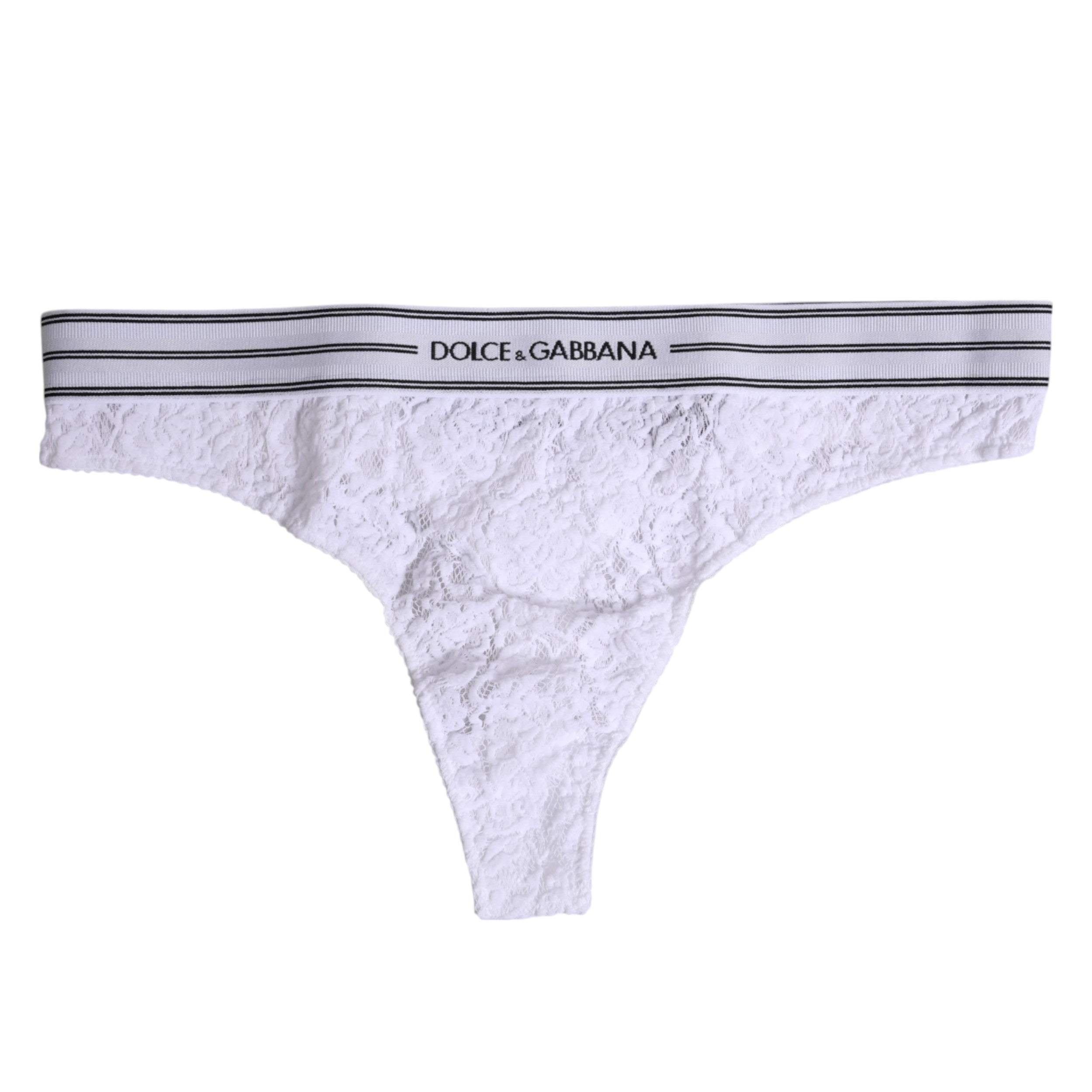 Culotte blanche en nylon avec motifs floraux en dentelle Dolce & Gabbana, sous-vêtements élégants et confortables.