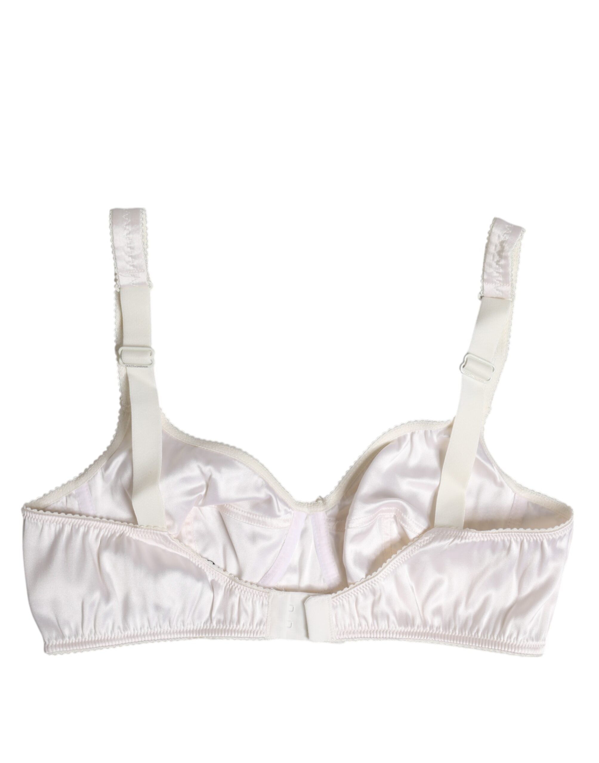 Soutien-gorge blanc en soie Dolce & Gabbana, balconnet sans armatures, lingerie élégante et raffinée.