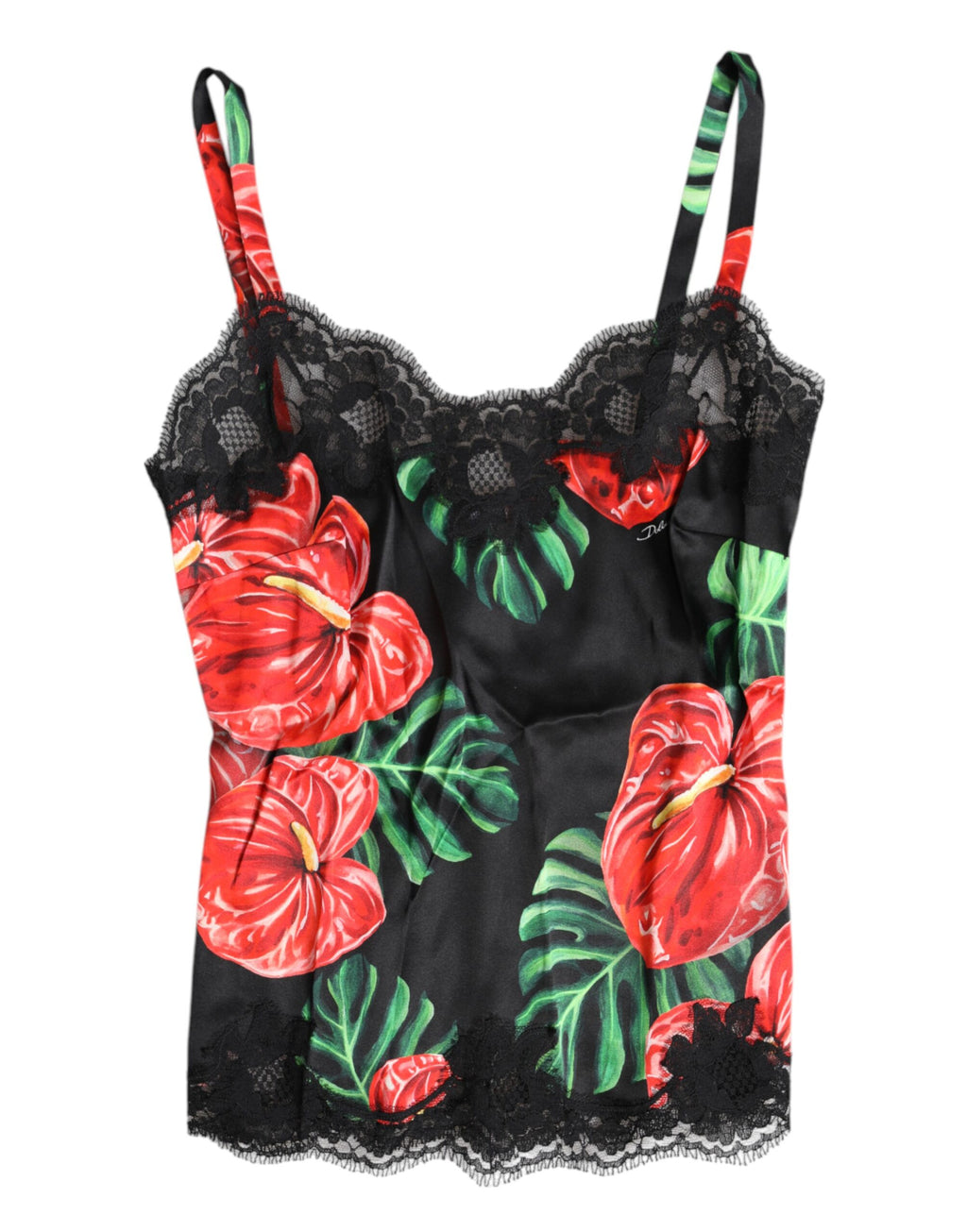 Lingerie en soie multicolore à fleurs de Dolce & Gabbana, débardeur lingerie floral élégant et coloré.