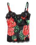 Lingerie en soie multicolore à fleurs de Dolce & Gabbana, débardeur lingerie floral élégant et coloré.