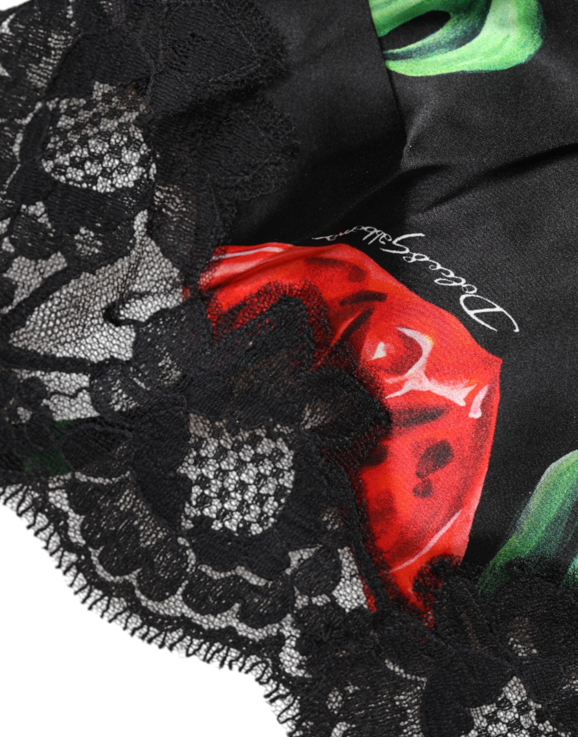Lingerie en soie multicolore à fleurs de Dolce & Gabbana, débardeur élégant avec détails floraux colorés.