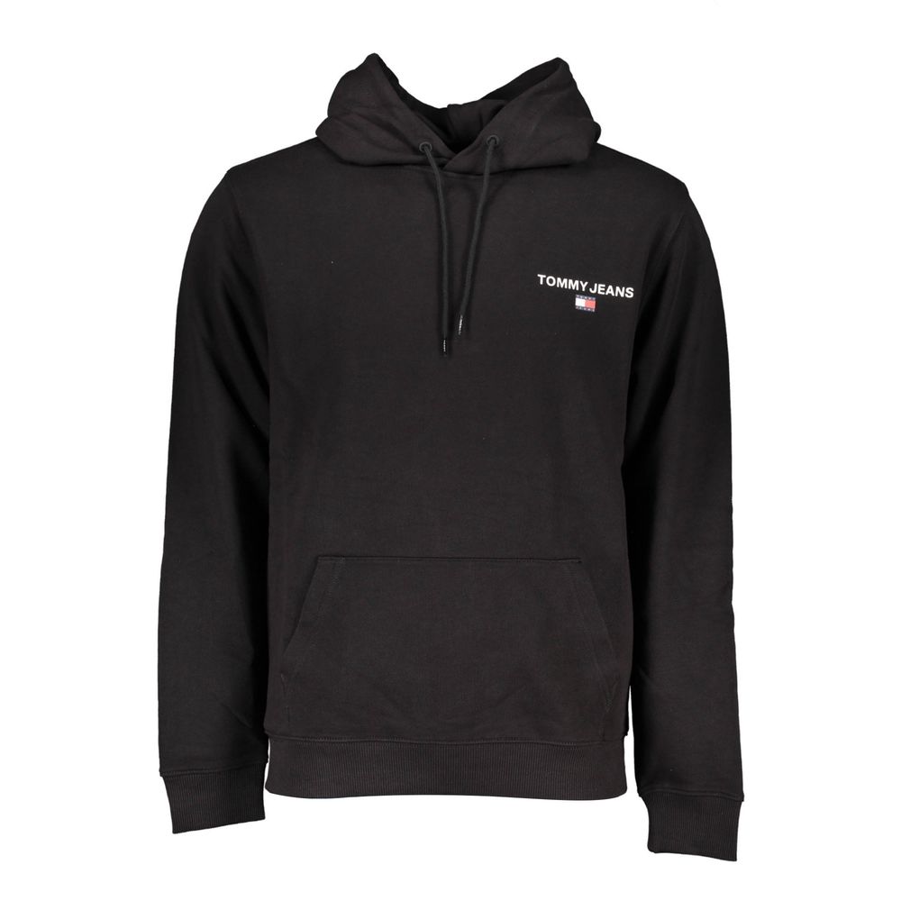 Sweat-shirt homme en coton noir Tommy Hilfiger, coupe classique, logo discret sur la poitrine, tissu doux et confortable.