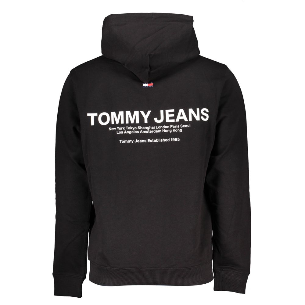 Sweat-shirt homme Tommy Hilfiger en coton noir, décontracté avec logo discret sur la poitrine.