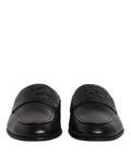 Chaussures mocassins Dolce & Gabbana en cuir de veau noir, slip-on élégants pour homme.