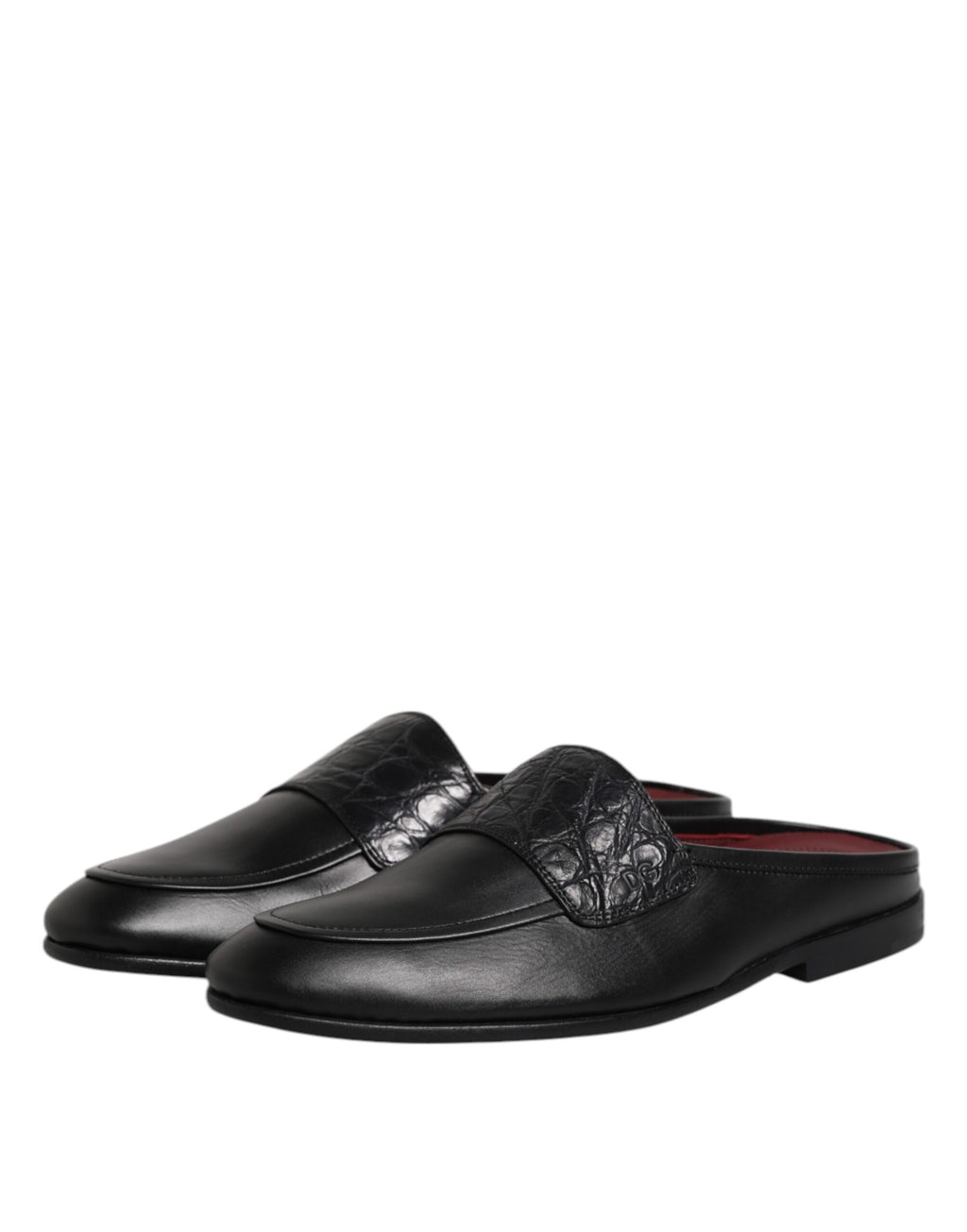 Chaussures mocassins en cuir de veau noir Dolce & Gabbana, slip-on élégants pour homme.