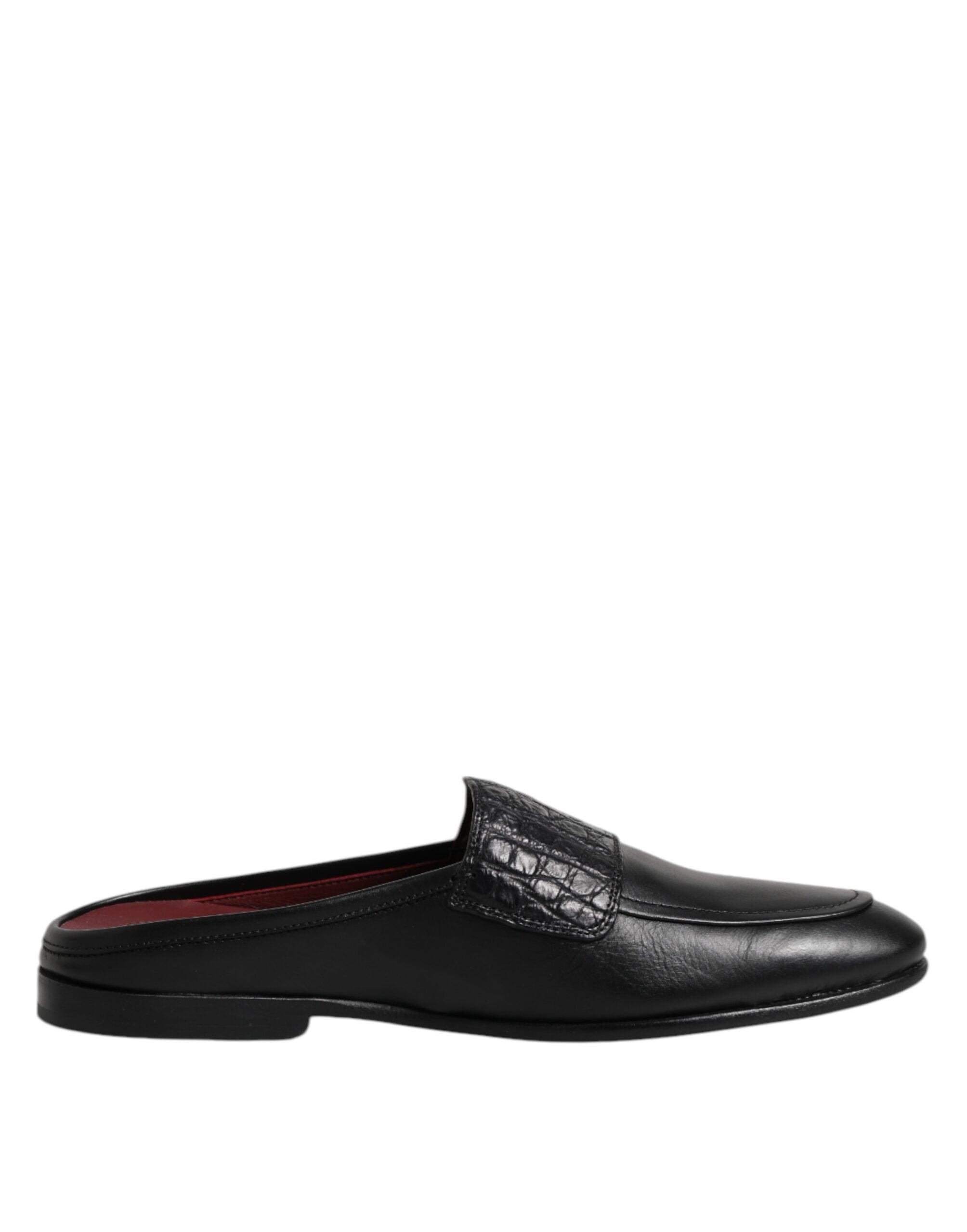 Chaussures mocassins en cuir de veau noir Dolce & Gabbana, chaussures slip-on élégantes pour homme.