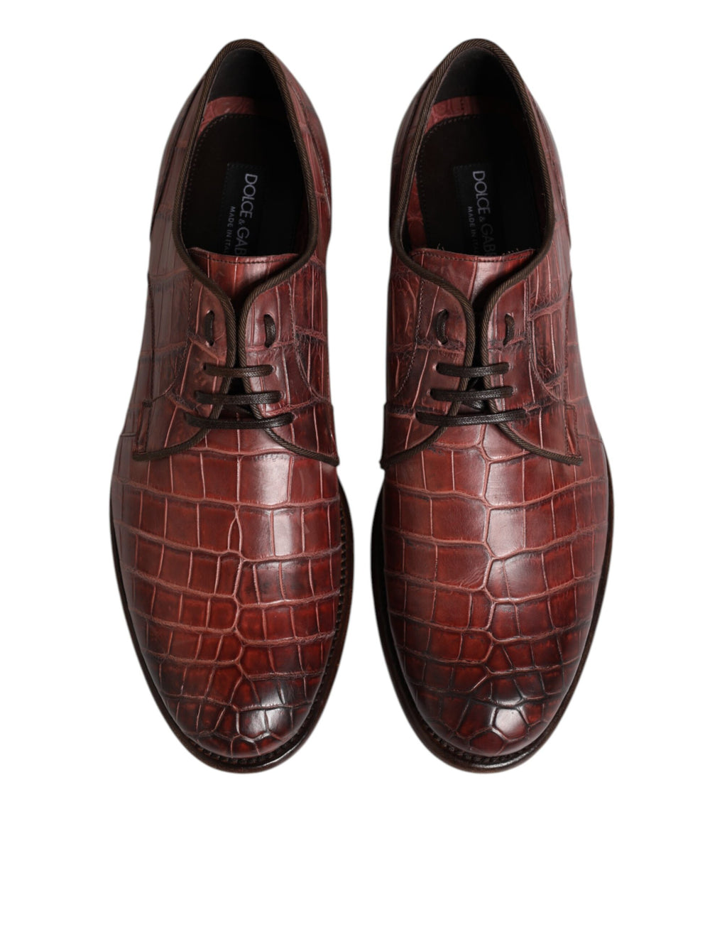 Chaussures derby en cuir bordeaux Dolce & Gabbana avec lacets, élégantes et raffinées pour homme.