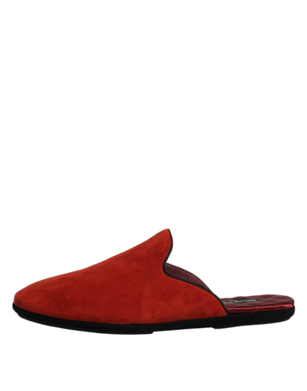 Chaussures Dolce & Gabbana en daim orange, slippers plates à semelle plate, style décontracté et élégant.