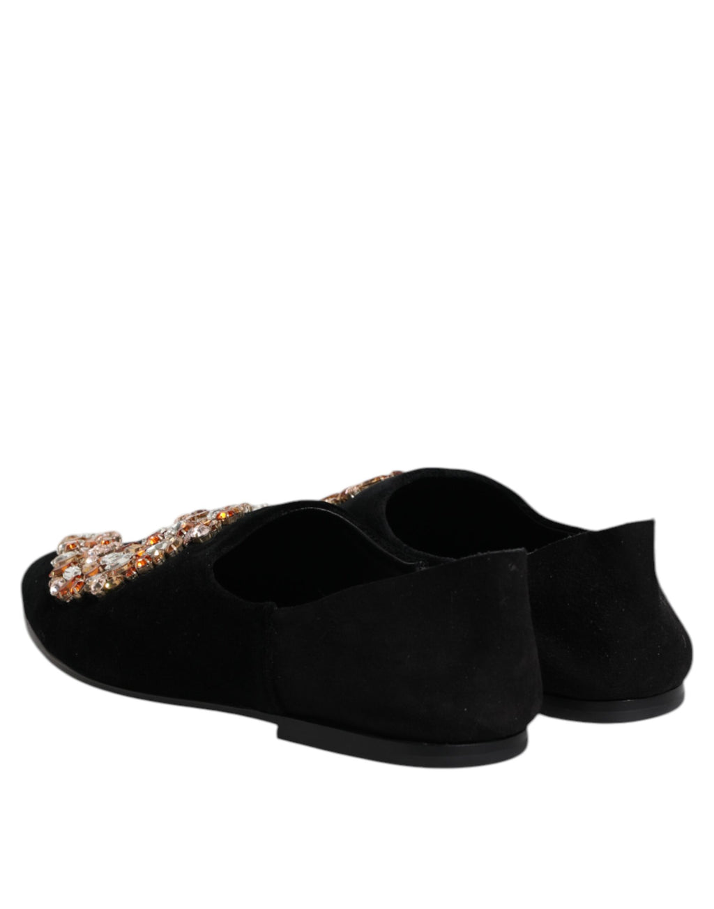 Chaussures mocassins Dolce & Gabbana en velours noir ornées de détails embellis, slip-on élégantes et sophistiquées.