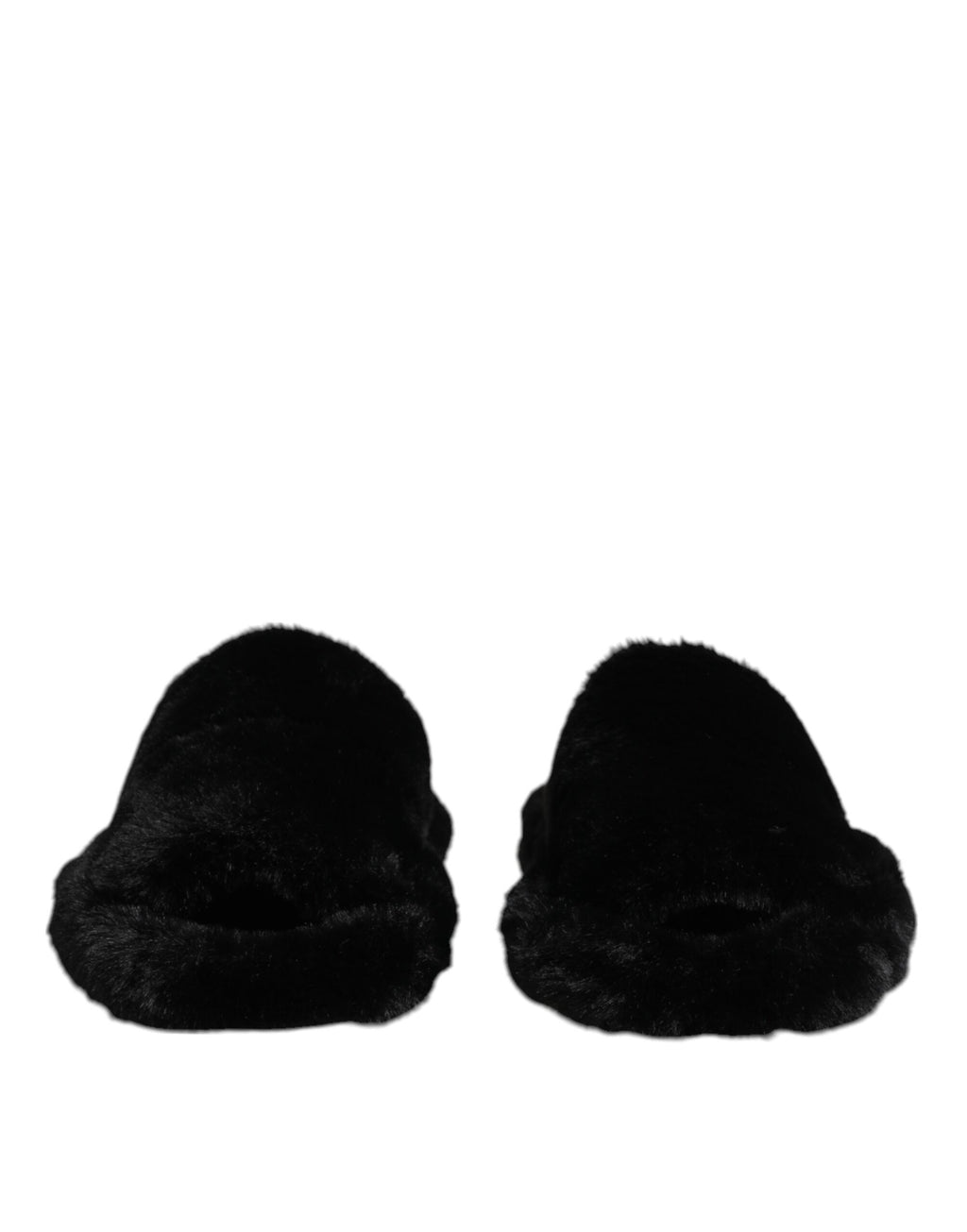 Chaussures Dolce & Gabbana en velours noir en polyester, slippers élégants pour homme ou femme, visibles en gros plan.