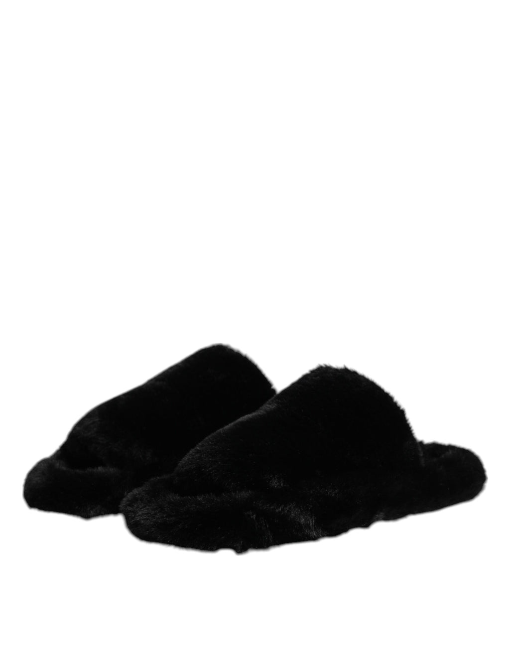 Chaussures Dolce & Gabbana en polyester noir et velours, slippers élégants pour homme ou femme.