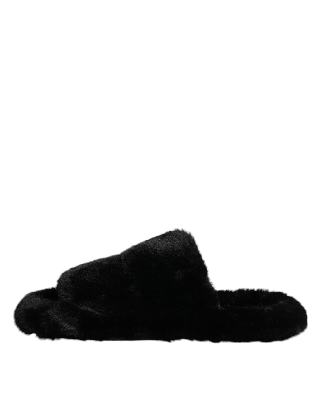 Sandales en polyester velours noir Dolce & Gabbana, chaussures slippers élégantes avec semelle confortable, vue de dessus.