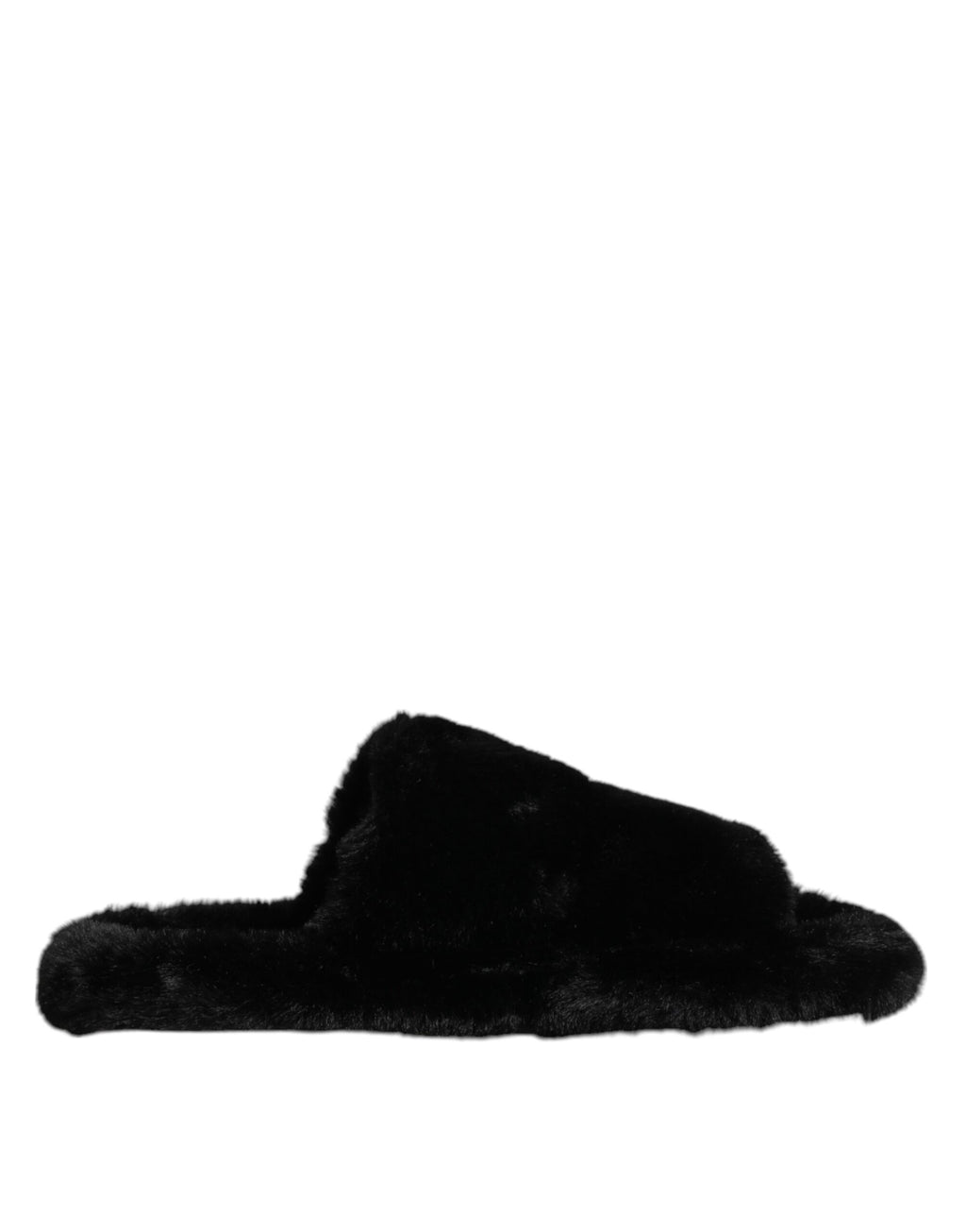 Chaussures slippers en velours polyester noir Dolce & Gabbana, style élégant et confortable.