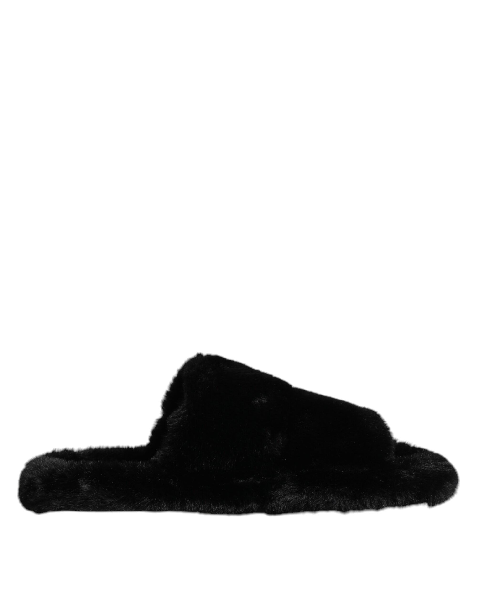 Chaussures Dolce & Gabbana en velours noir en polyester, sandales ou slippers élégants visibles sur l’image.