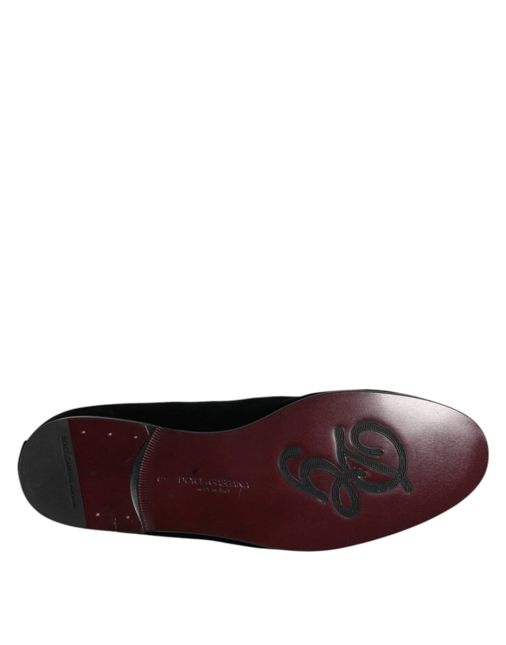 Chaussures slip-on Dolce & Gabbana en velours noir avec embellissements élégants, loafers sophistiqués pour homme.