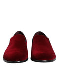 Chaussures de ville Dolce & Gabbana en velours de coton rouge, mocassins slip-on élégants pour homme