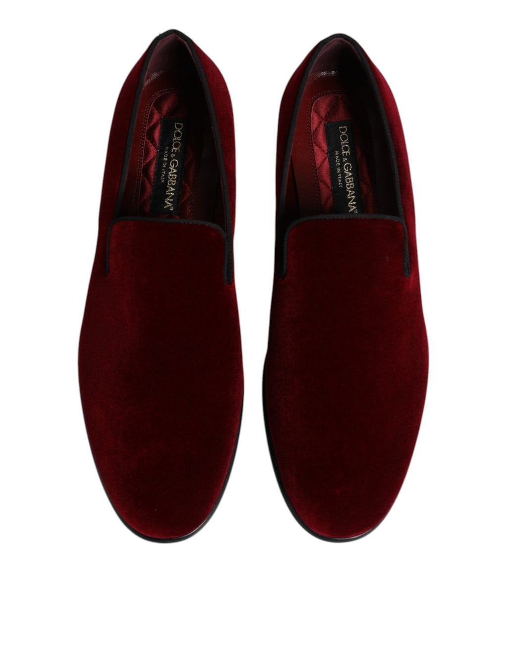 Chaussures formelles Dolce & Gabbana en velours de coton rouge, mocassins slip-on élégants pour homme