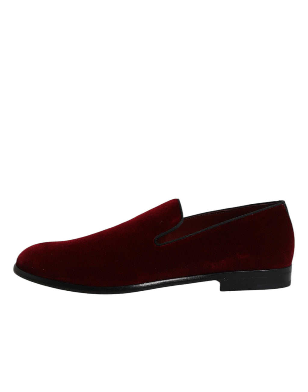 Chaussures formelles Dolce & Gabbana en velours de coton rouge, mocassins slip-on élégants et confortables.