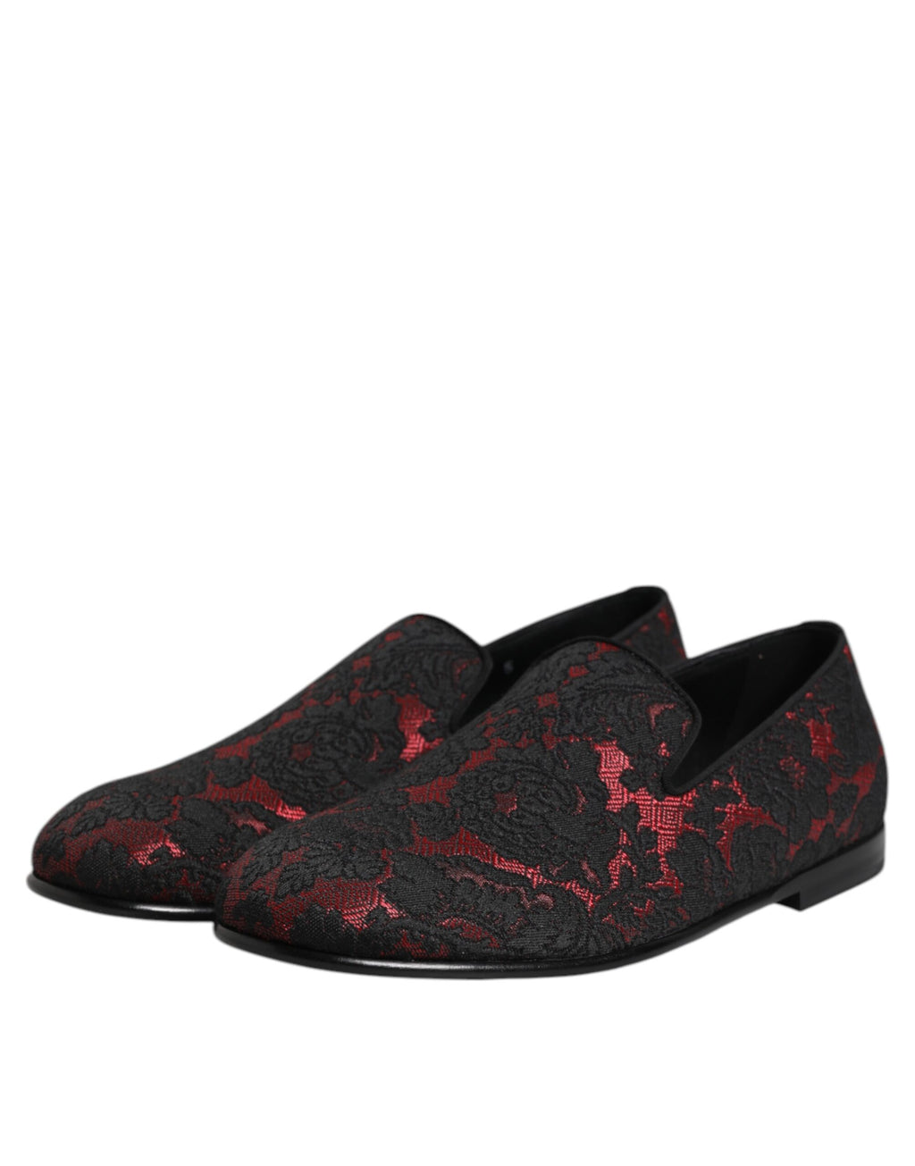 Chaussures mocassins Dolce & Gabbana en jacquard rouge et noir pour homme, style slip-on élégante et sophistiquée