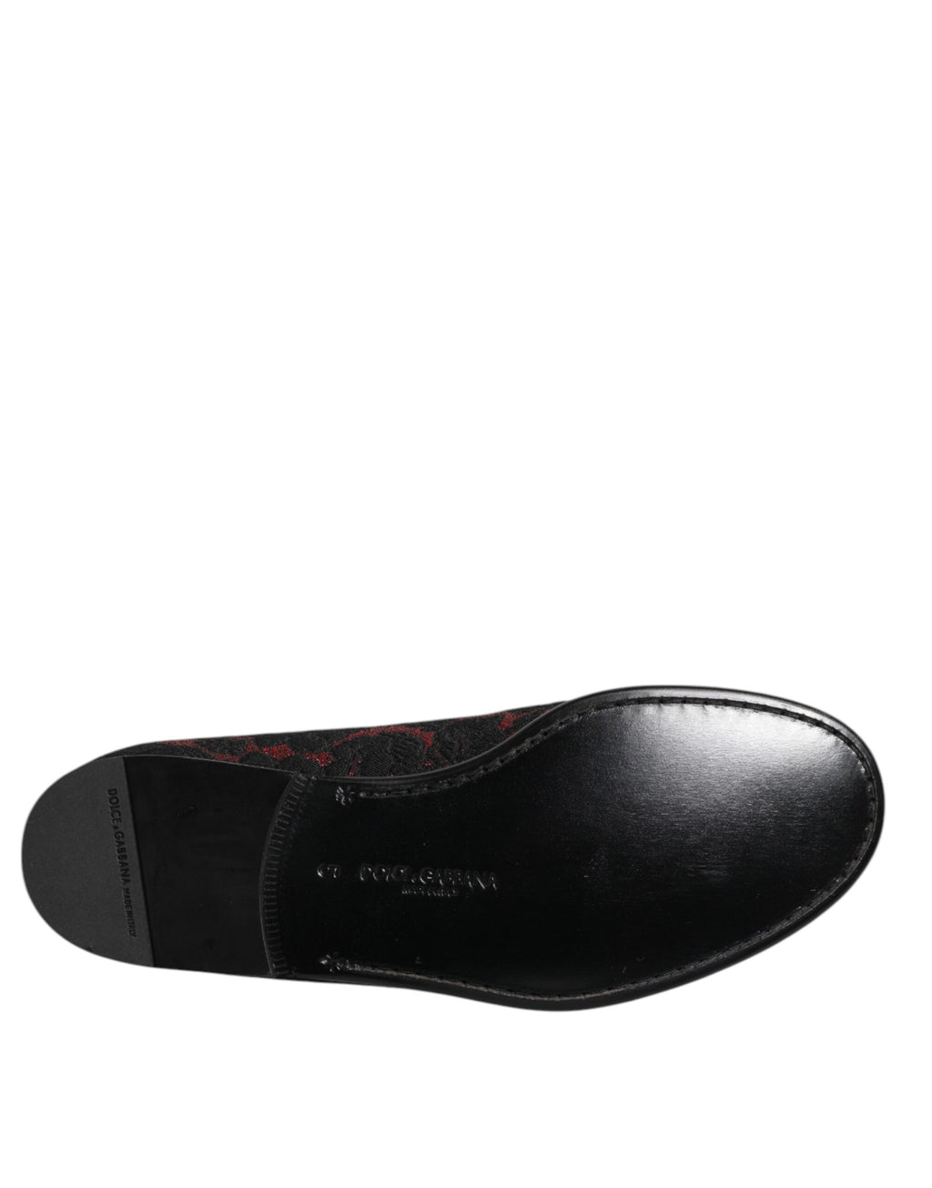 Chaussures mocassins slip-on pour hommes Dolce & Gabbana en jacquard rouge et noir, élégantes et confortables.