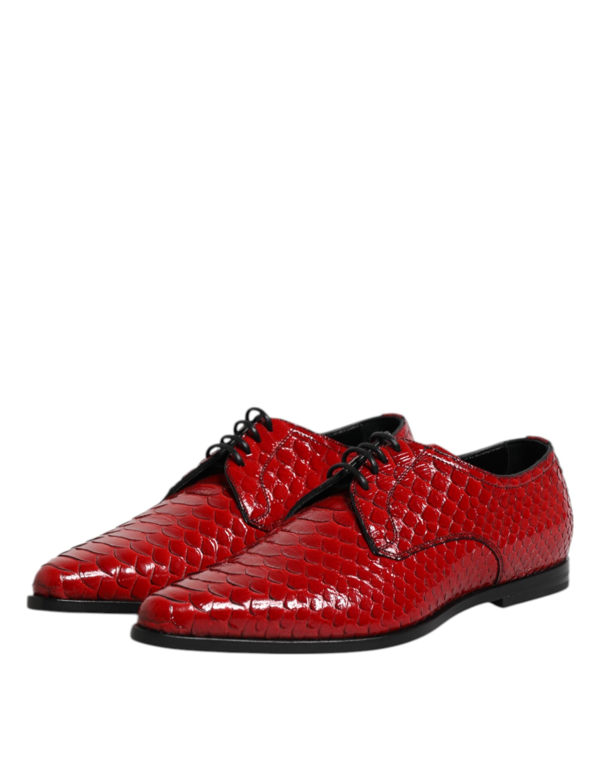 Chaussures Derby en cuir exotique rouge Dolce & Gabbana avec lacets, élégantes et sophistiquées pour homme.