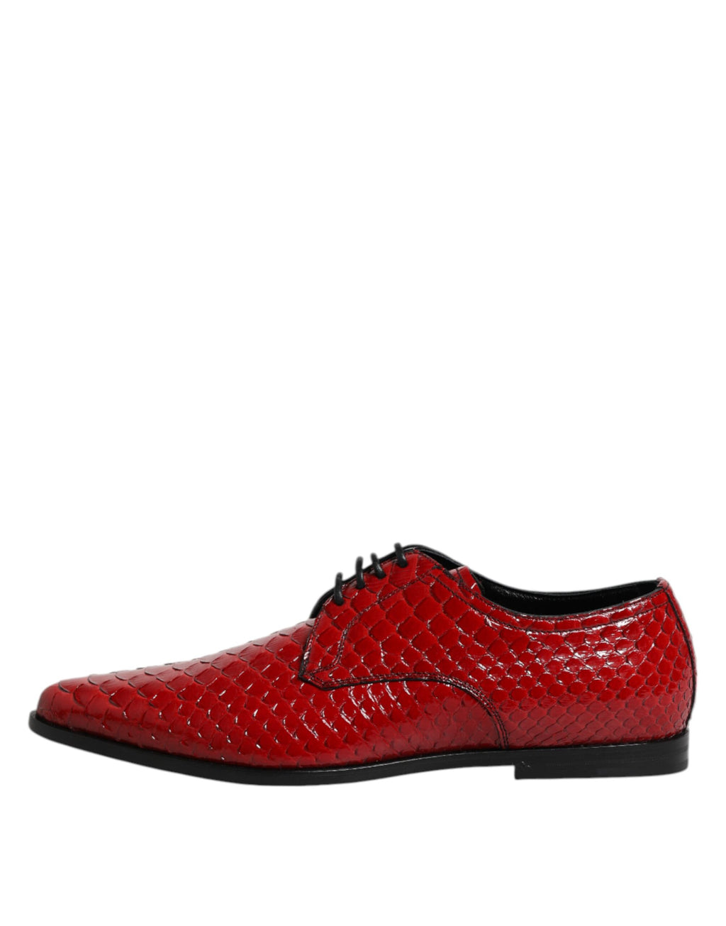 Chaussures derby en cuir exotique rouge Dolce & Gabbana avec lacets, élégantes et sophistiquées pour homme.