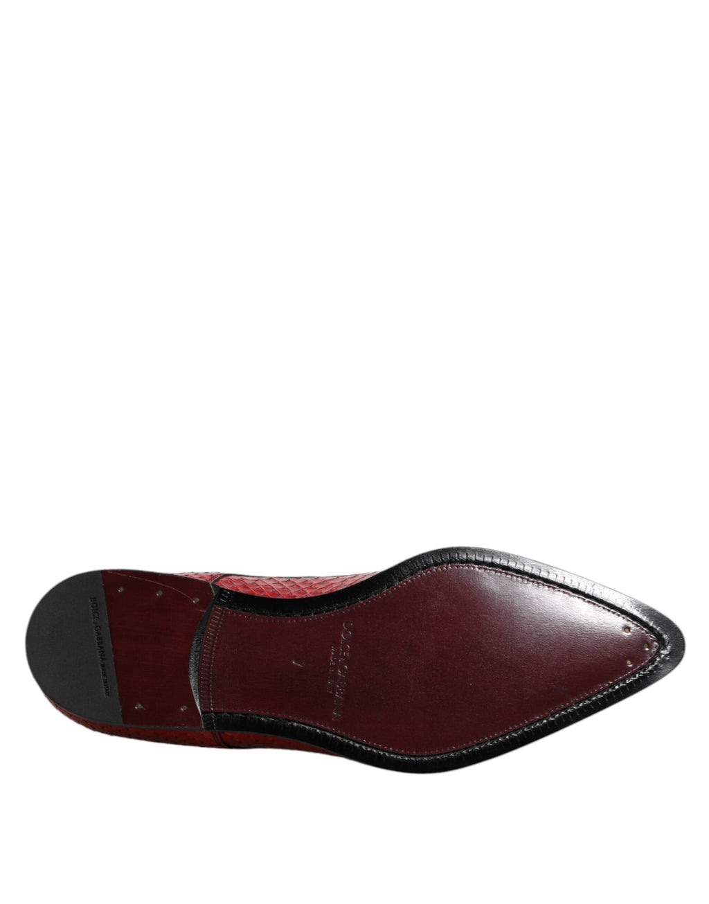 Chaussures derby Dolce & Gabbana en cuir exotique rouge avec lacets, élégantes et sophistiquées pour homme.