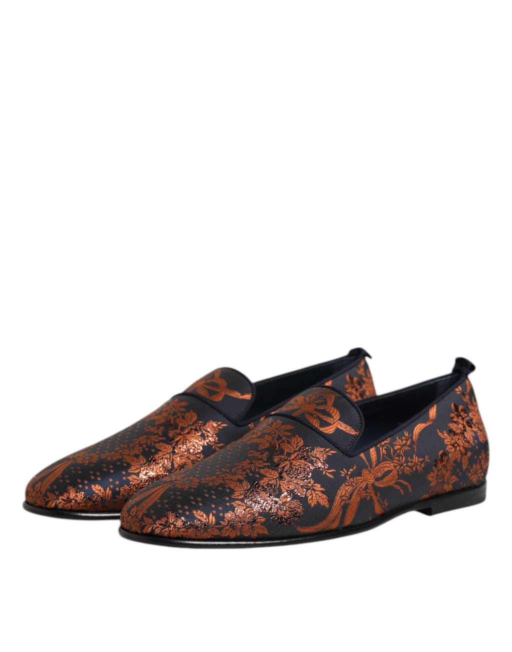Chaussures Dolce & Gabbana en polyester jacquard noir, mocassins slip-on élégants pour homme.