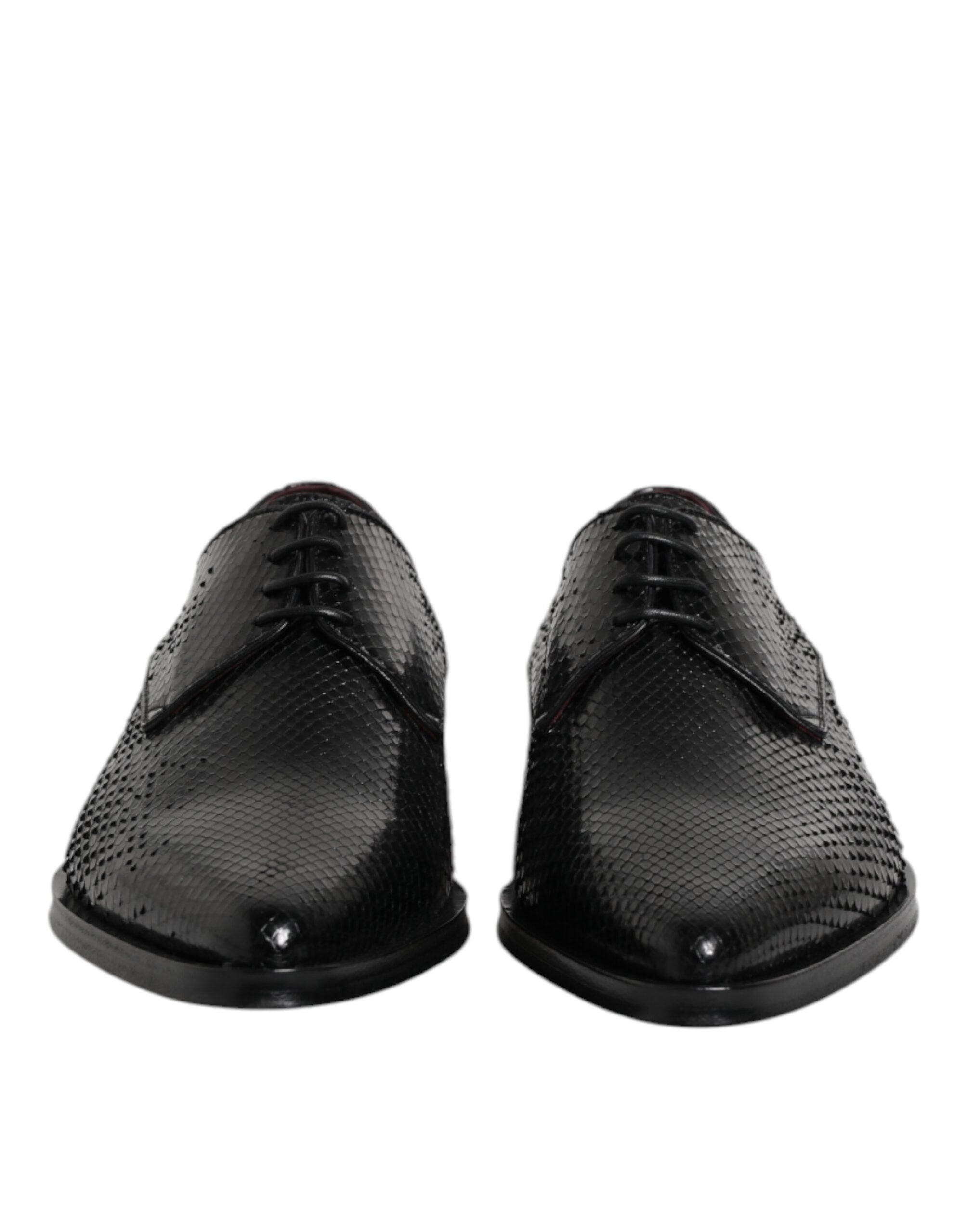 Chaussures Derby en cuir noir Dolce & Gabbana pour homme avec laçage élégant, style sophistiqué et finition de haute qualité.