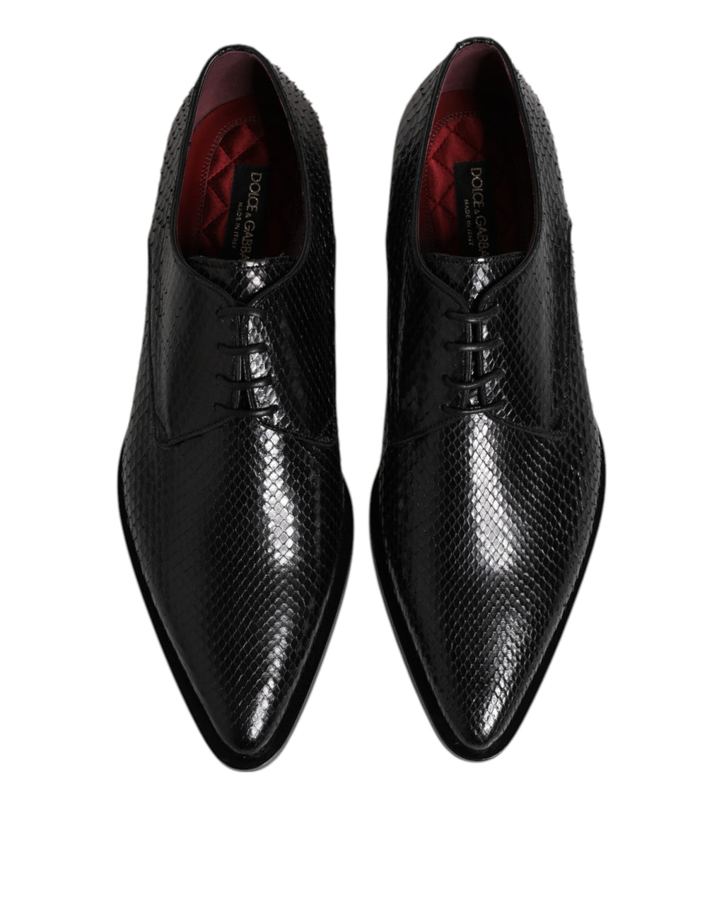 Chaussures derby en cuir noir Dolce & Gabbana pour homme avec lacets, design élégant et sophistiqué.