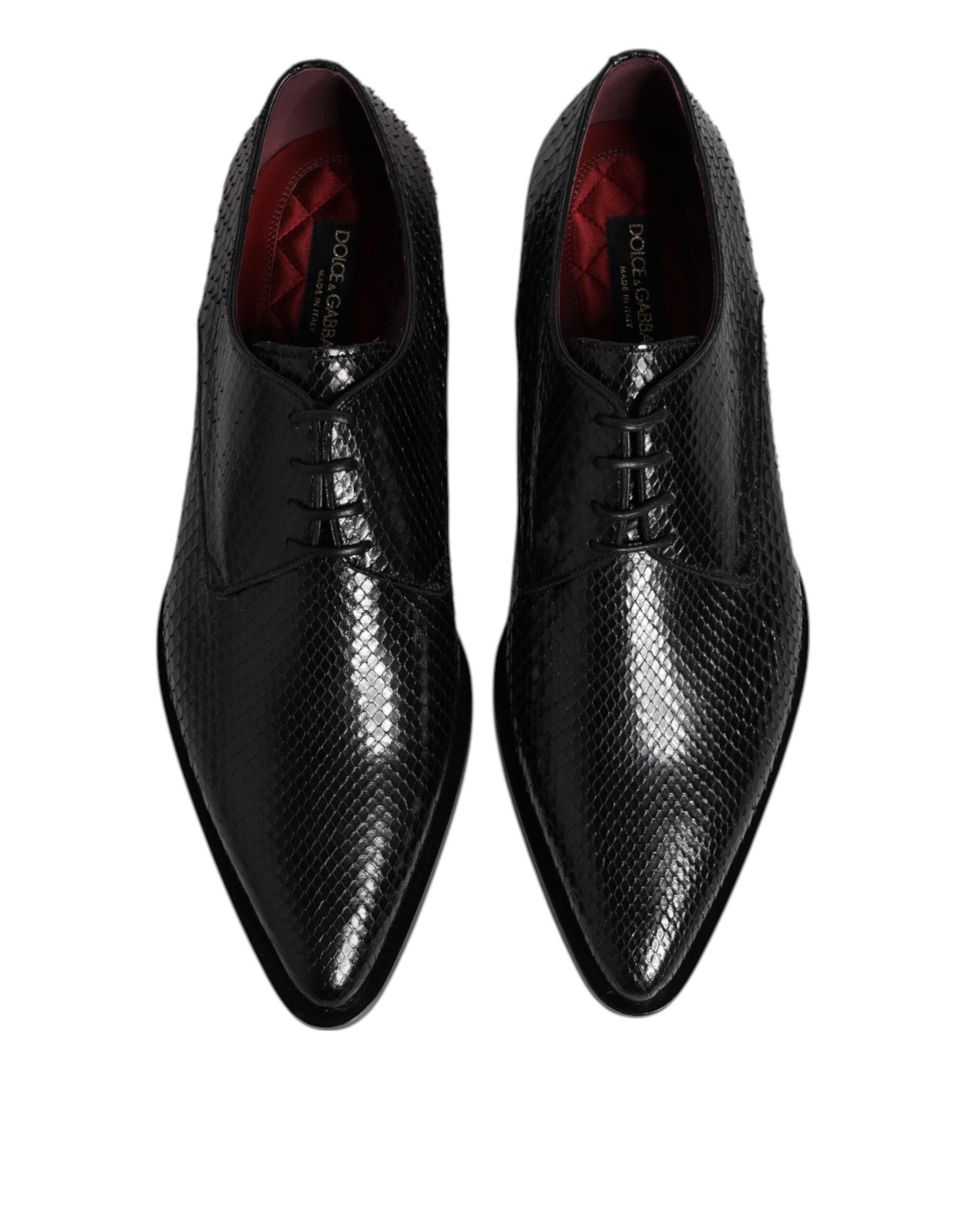Chaussures derby en cuir noir Dolce & Gabbana pour homme avec lacets, design élégant et sophistiqué.