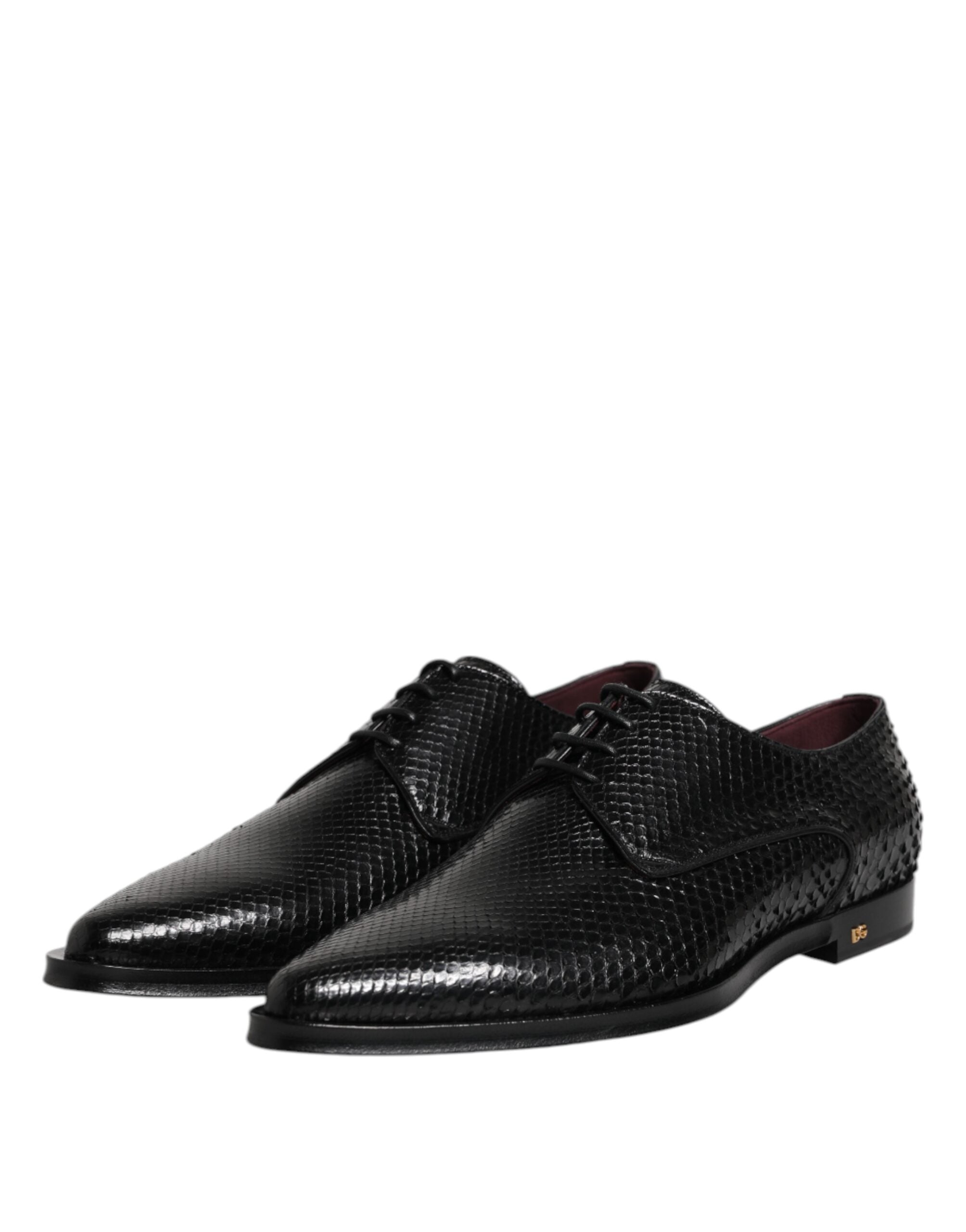 Chaussures derby en cuir noir de Dolce & Gabbana pour homme, lacets, élégantes et sophistiquées.