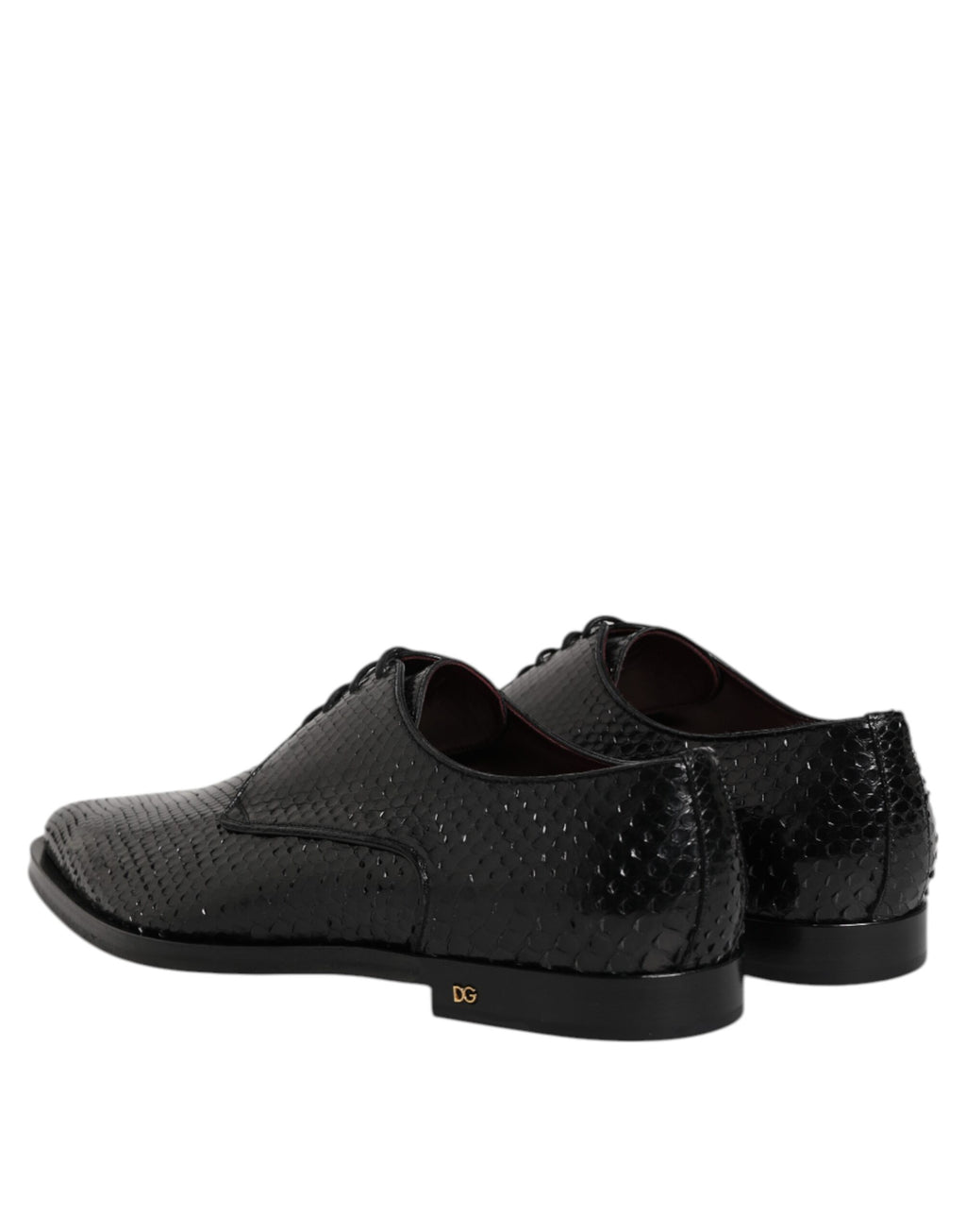 Chaussures derby en cuir noir Dolce & Gabbana pour homme avec lacets, élégantes et sophistiquées, vues de face.
