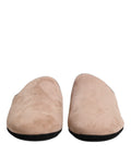 Sandales plates Dolce & Gabbana en daim beige Capra, chaussures confortables et élégantes pour un style sophistiqué.