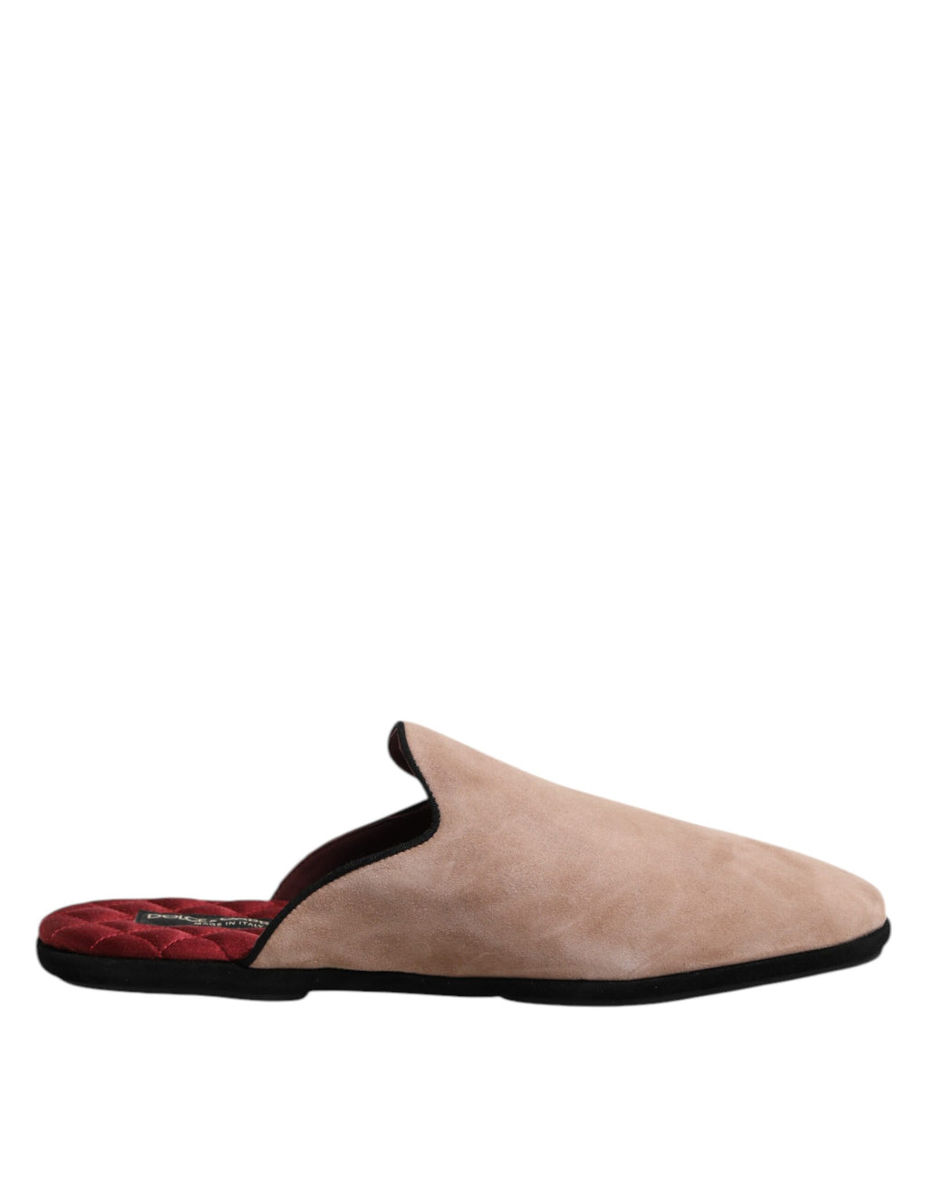 Sandales plates Dolce & Gabbana en daim beige Capra, chaussures slipper élégantes et confortables pour femme.