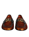Chaussures mocassins pour homme Dolce & Gabbana orange à sequins brillants et embellissements ornés.