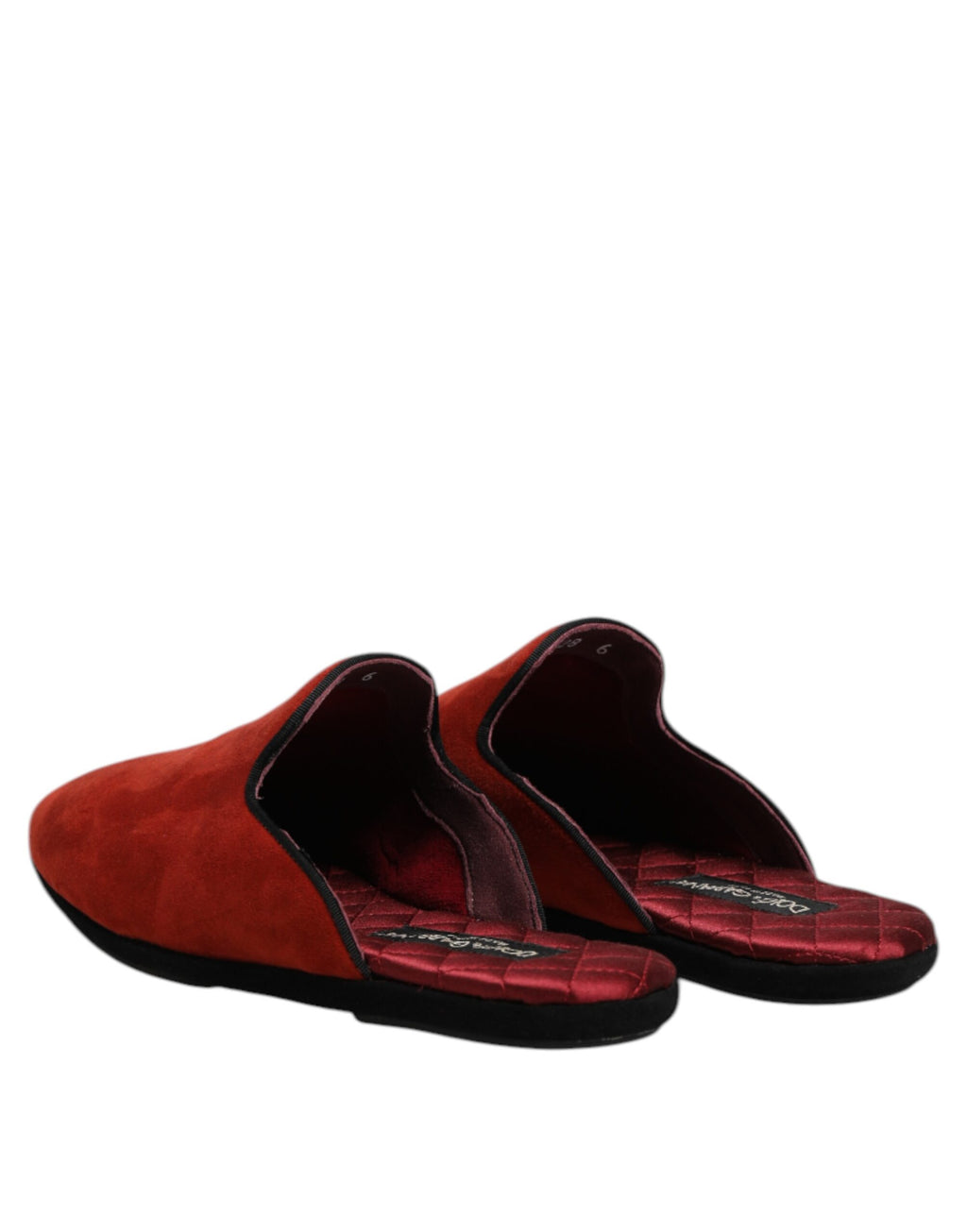 Pantoufles plates en daim orange Dolce & Gabbana, chaussures élégantes pour femmes, avec semelle confortable.