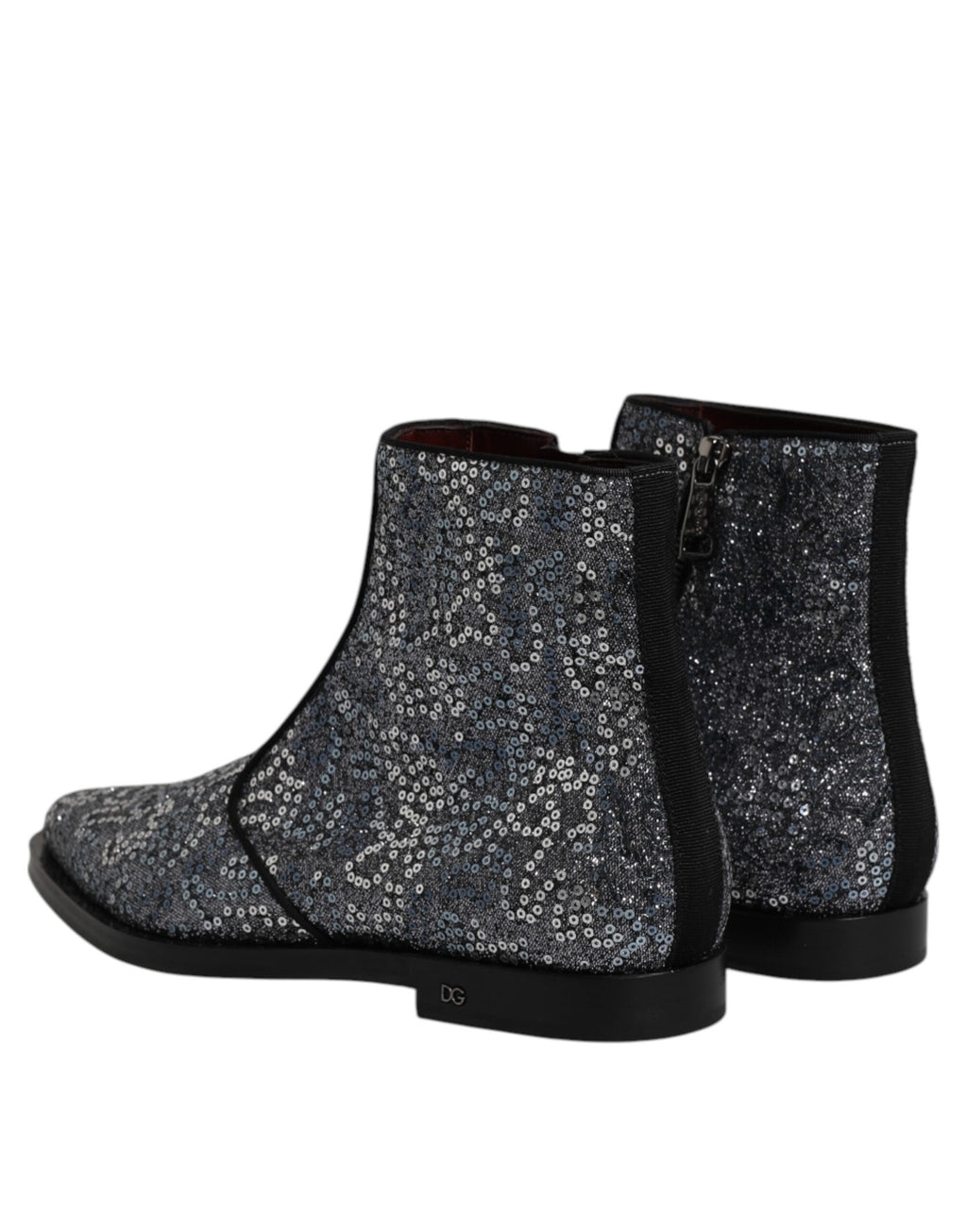 Chaussures Chelsea Dolce & Gabbana en coton gris foncé avec sequins, style élégant et moderne.