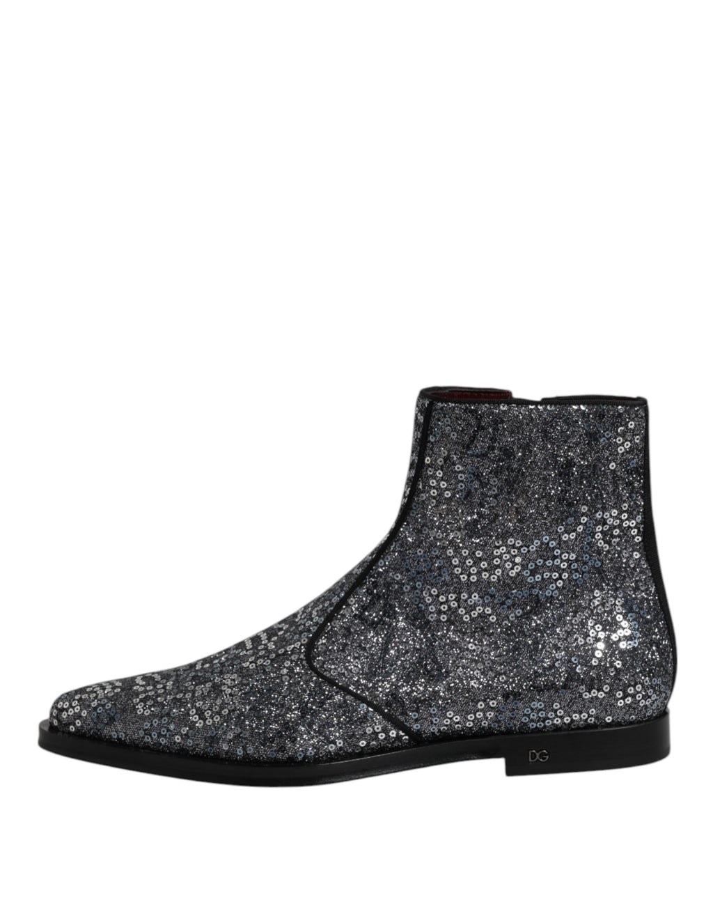 Chaussures Chelsea en coton gris foncé Dolce & Gabbana avec sequins, style élégant et moderne.