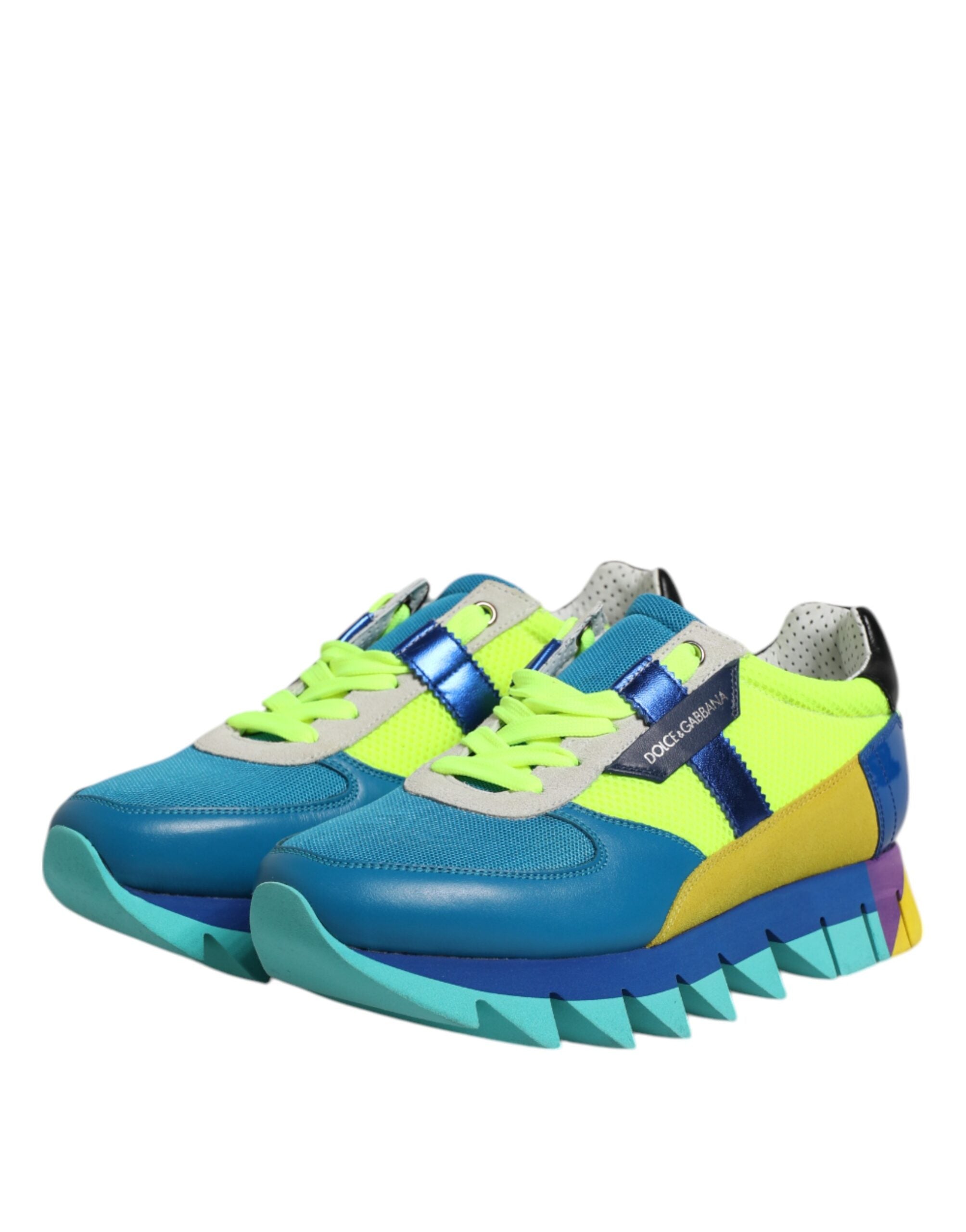 Chaussures sneakers basses en cuir multicolore pour homme de Dolce & Gabbana, style moderne et élégant.