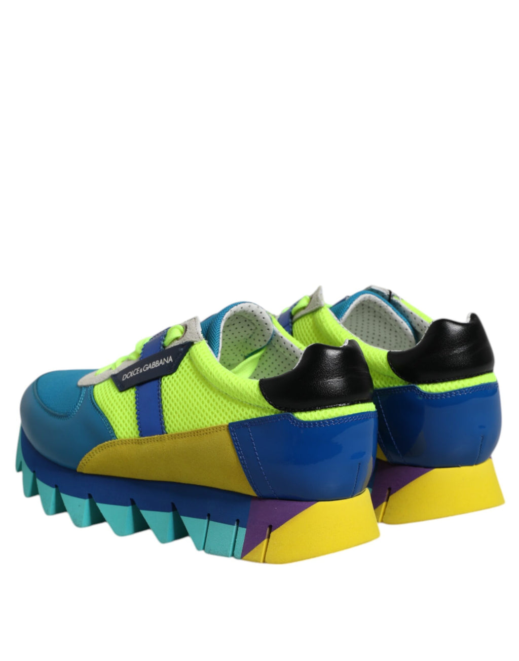 Chaussures basses pour homme Dolce & Gabbana en cuir multicolore, sneakers à talon plat et design tendance.