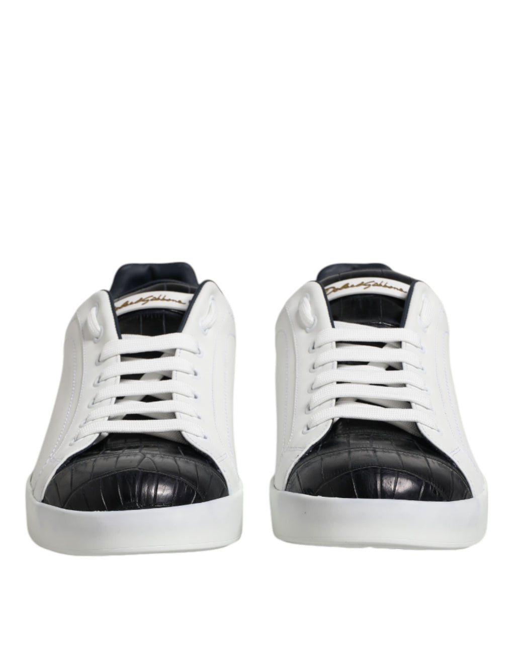 Chaussures sneakers Portofino en cuir blanc et noir de Dolce & Gabbana, élégantes et modernes pour homme.