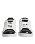Chaussures sneakers Portofino en cuir blanc et noir de Dolce & Gabbana, élégantes et modernes pour homme.