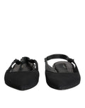 Chaussures à talons Dolce & Gabbana en satin noir avec cristaux, modèle slingback élégant pour femme.