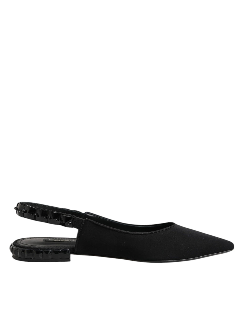 Chaussures à talons Dolce & Gabbana en satin noir avec cristaux, slingback élégantes et sophistiquées.