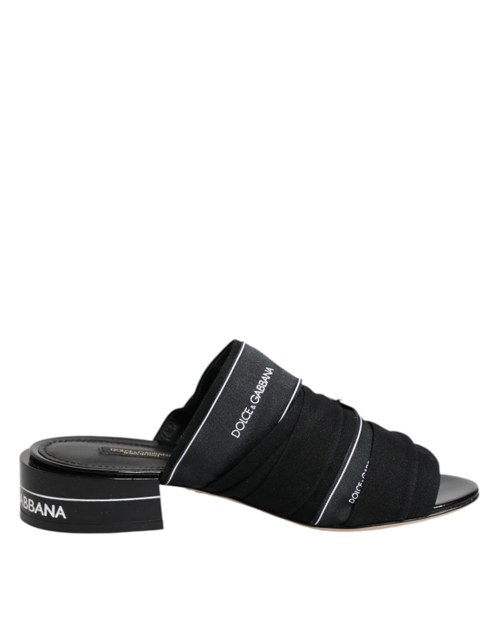 Sandales Dolce & Gabbana noires à enfiler, chaussons élégants en cuir pour femmes, vue de dessus