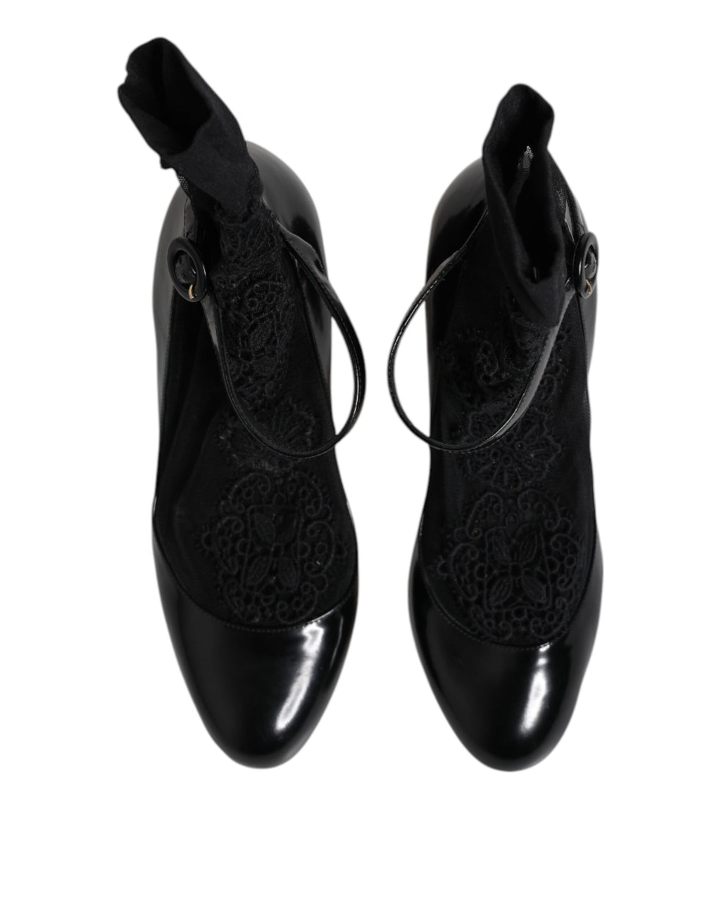 Chaussures à talons Dolce & Gabbana en cuir noir avec lacets, baskets élégantes et sophistiquées.