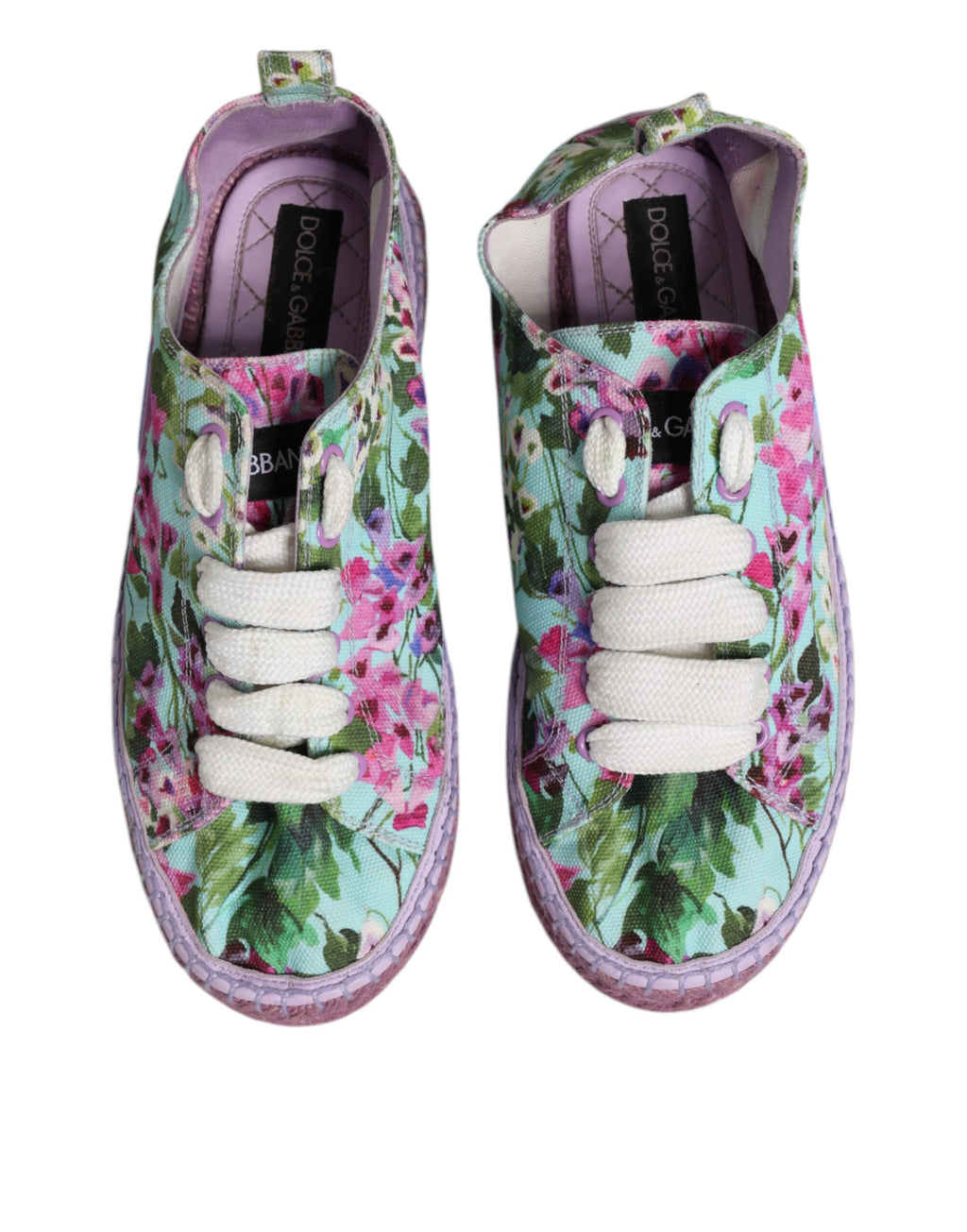 Espadrilles Dolce & Gabbana en toile multicolore, chaussures de sneakers élégantes avec semelle en corde.