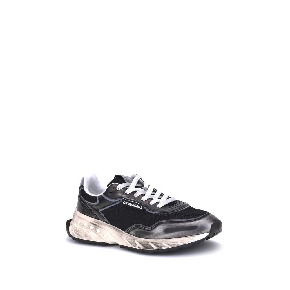 Chaussures de sport en cuir de veau noir Dsquared² Bos Taurus, baskets athlétiques élégantes avec détails modernes.
